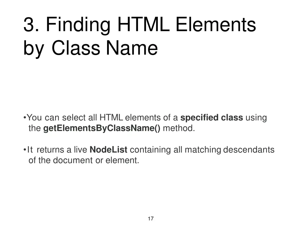 3 finding html elements by class name