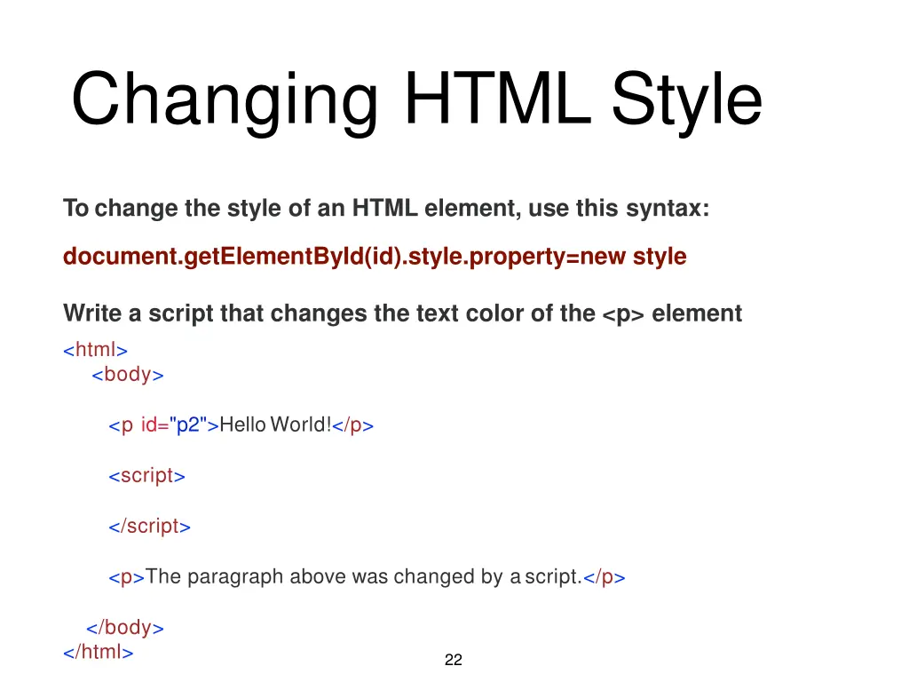 changing html style