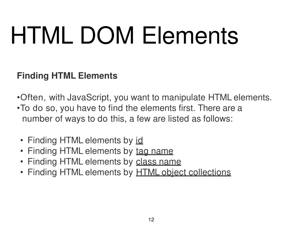 html dom elements