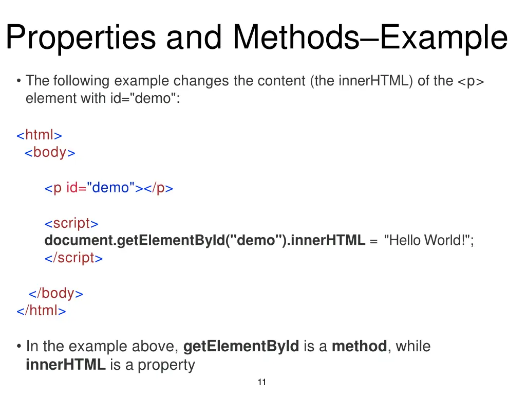 properties and methods example