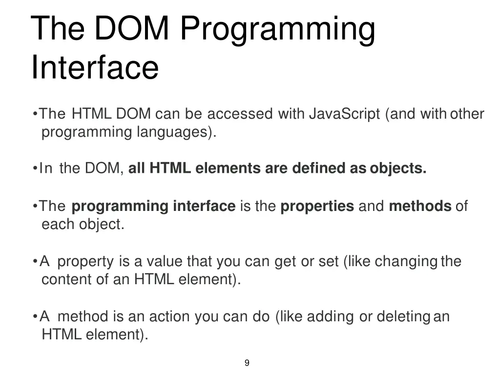 the dom programming interface