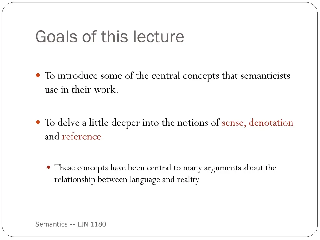 goals of this lecture