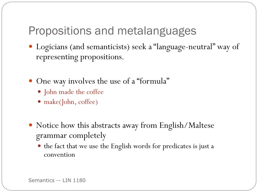 propositions and metalanguages
