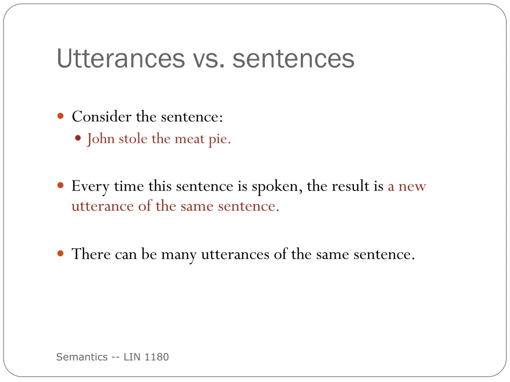 utterances vs sentences