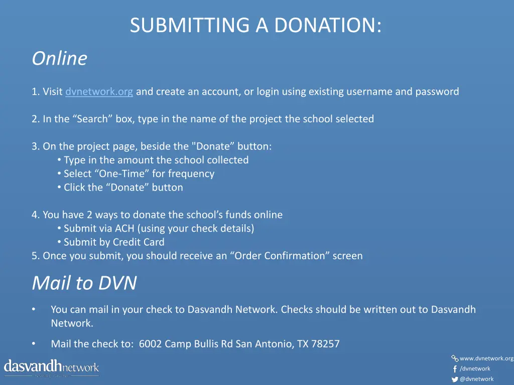 submitting a donation