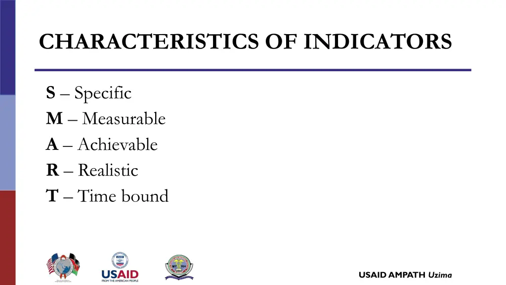 characteristics of indicators