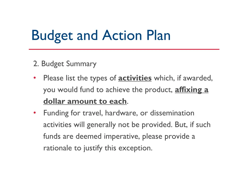 budget and action plan 1