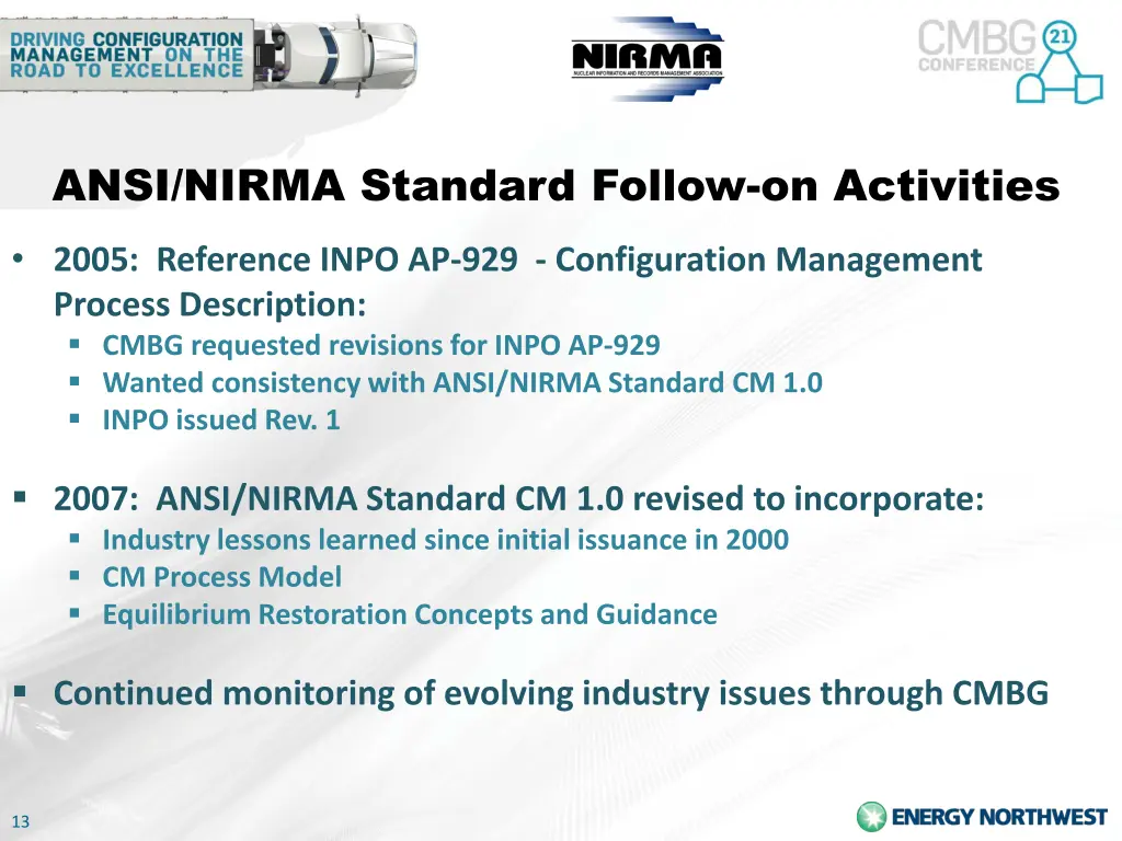 ansi nirma standard follow on activities