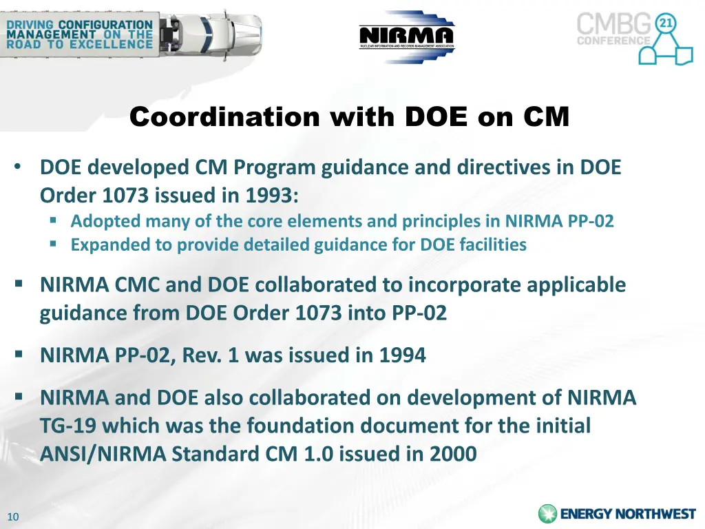 coordination with doe on cm