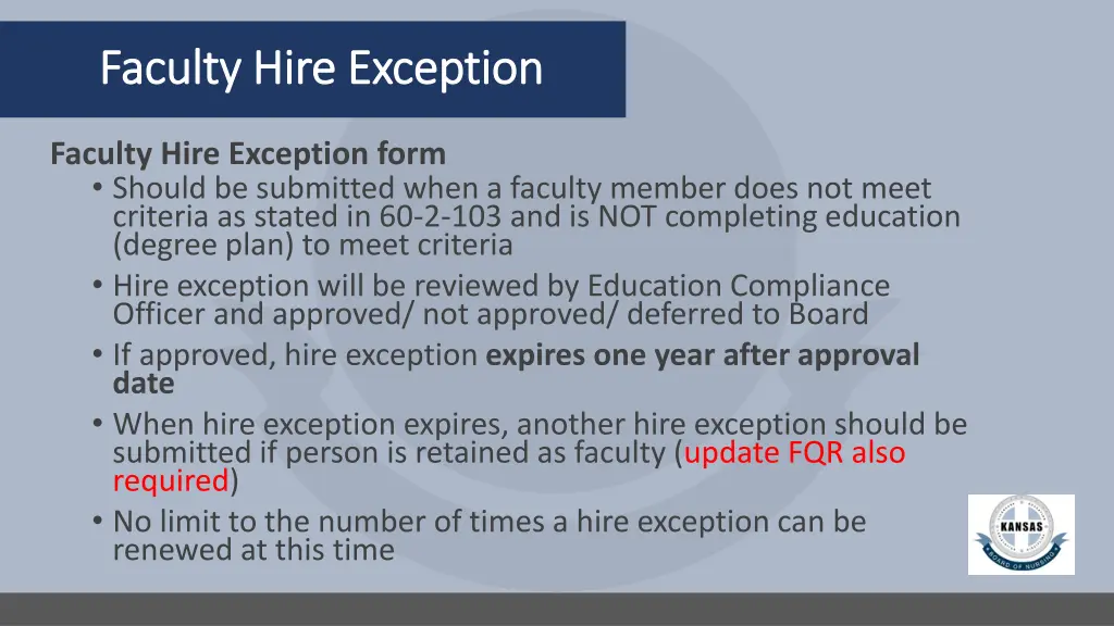 faculty hire exception faculty hire exception