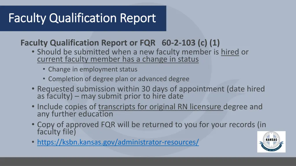 faculty qualification report faculty