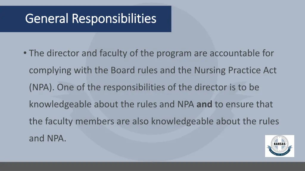 general responsibilities general responsibilities