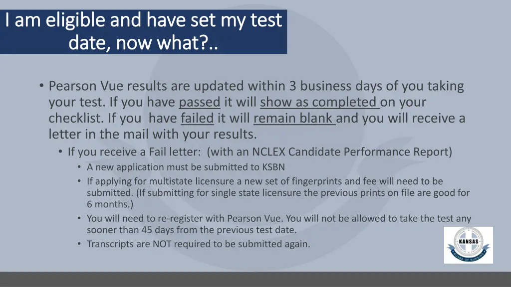 i am eligible and have set my test i am eligible