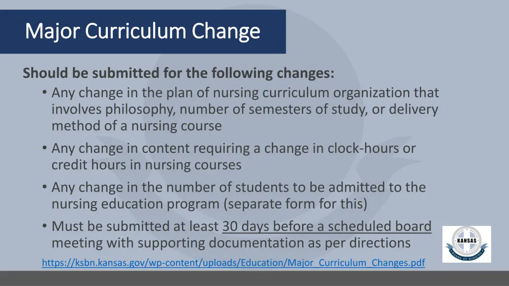 major curriculum change major curriculum change