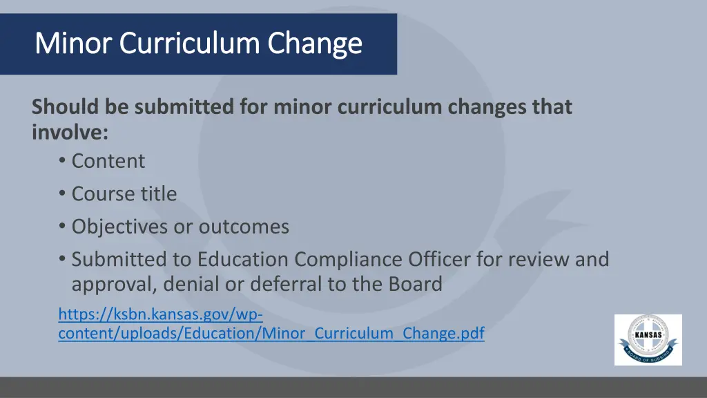 minor curriculum change minor curriculum change