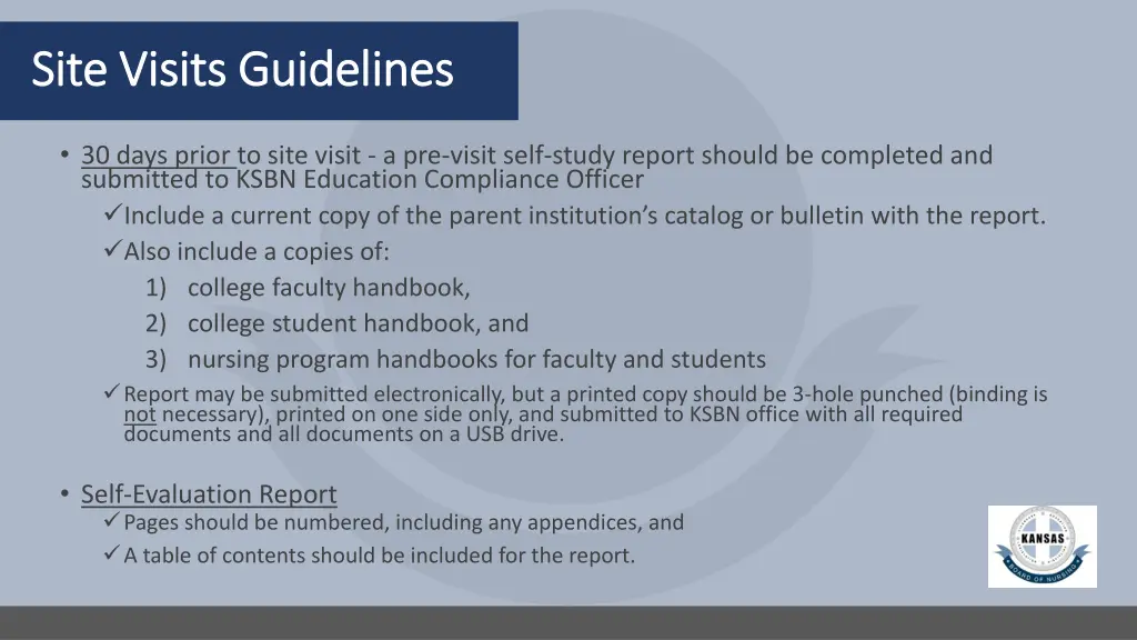 site visits guidelines site visits guidelines