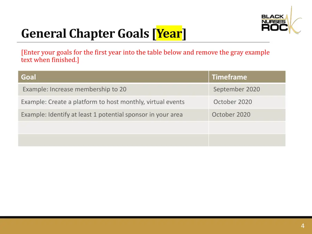 general chapter goals year