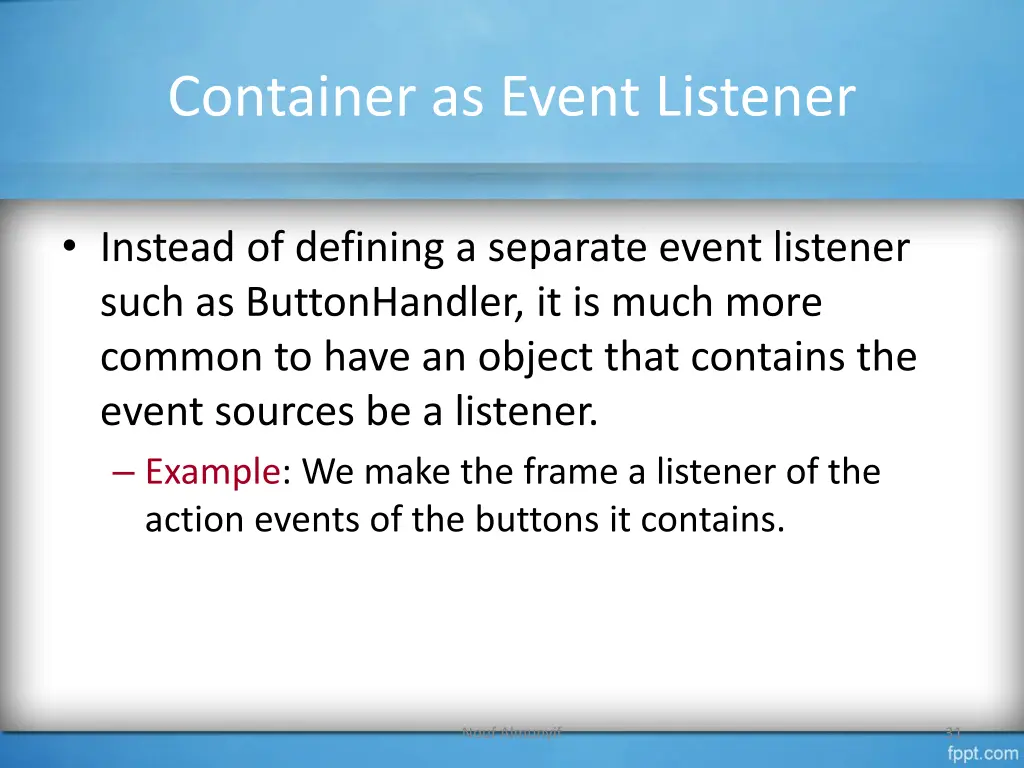container as event listener