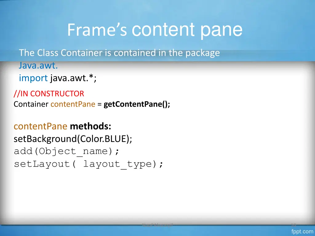 frame s content pane