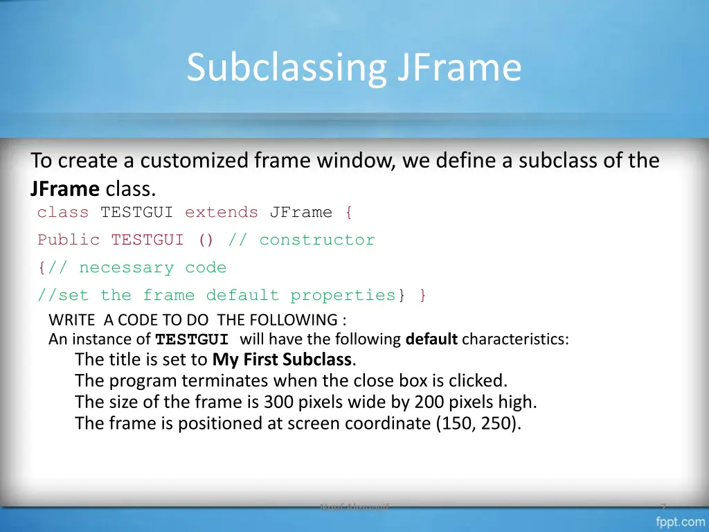 subclassing jframe