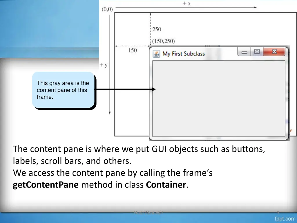 this gray area is the content pane of this frame