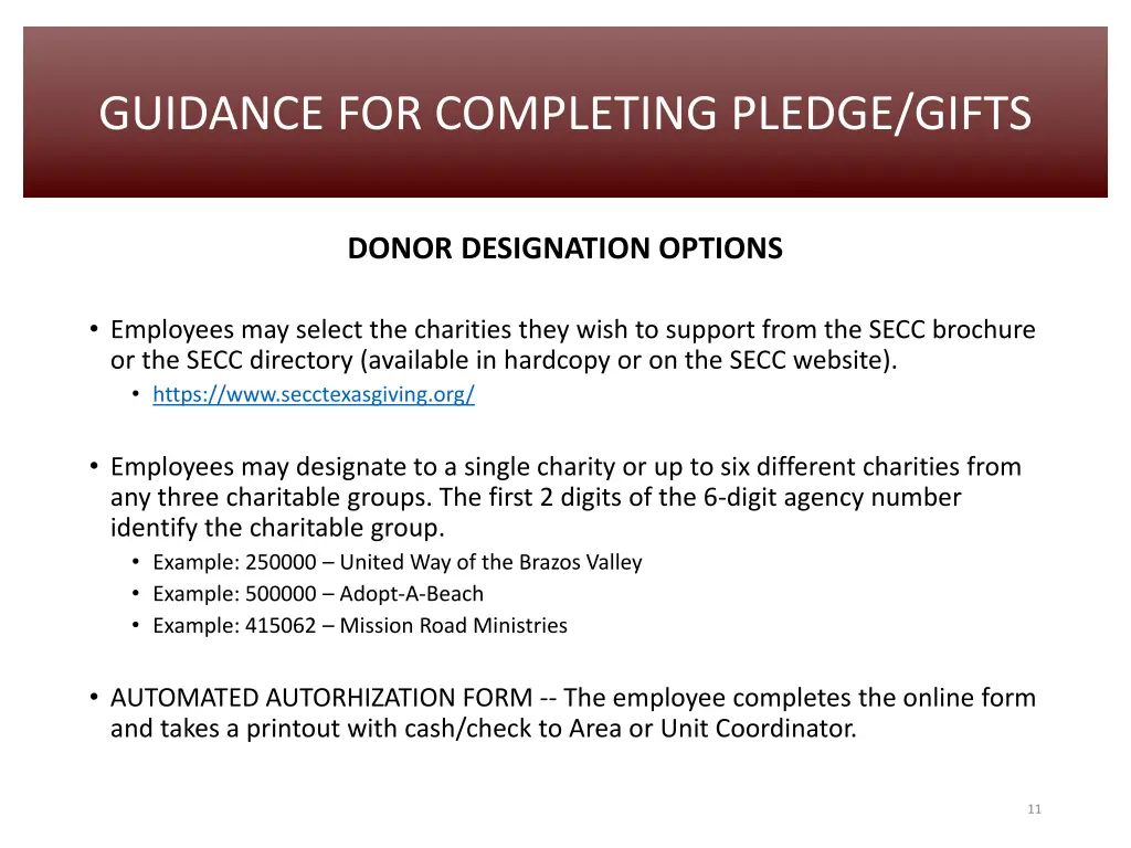 guidance for completing pledge gifts