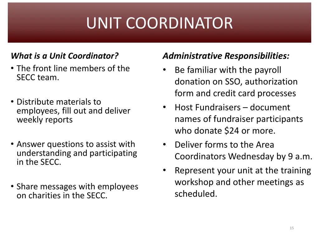 unit coordinator