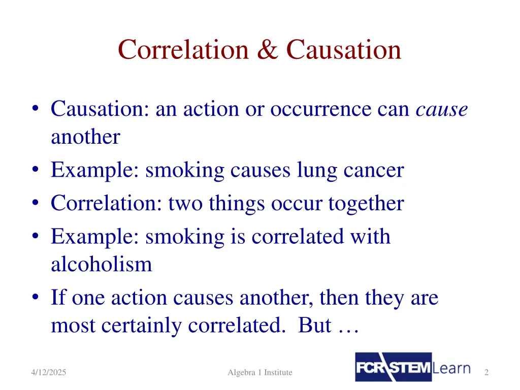 correlation causation