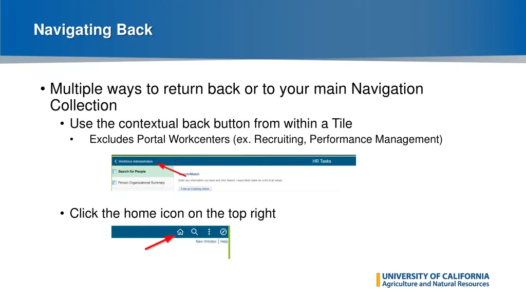navigating back