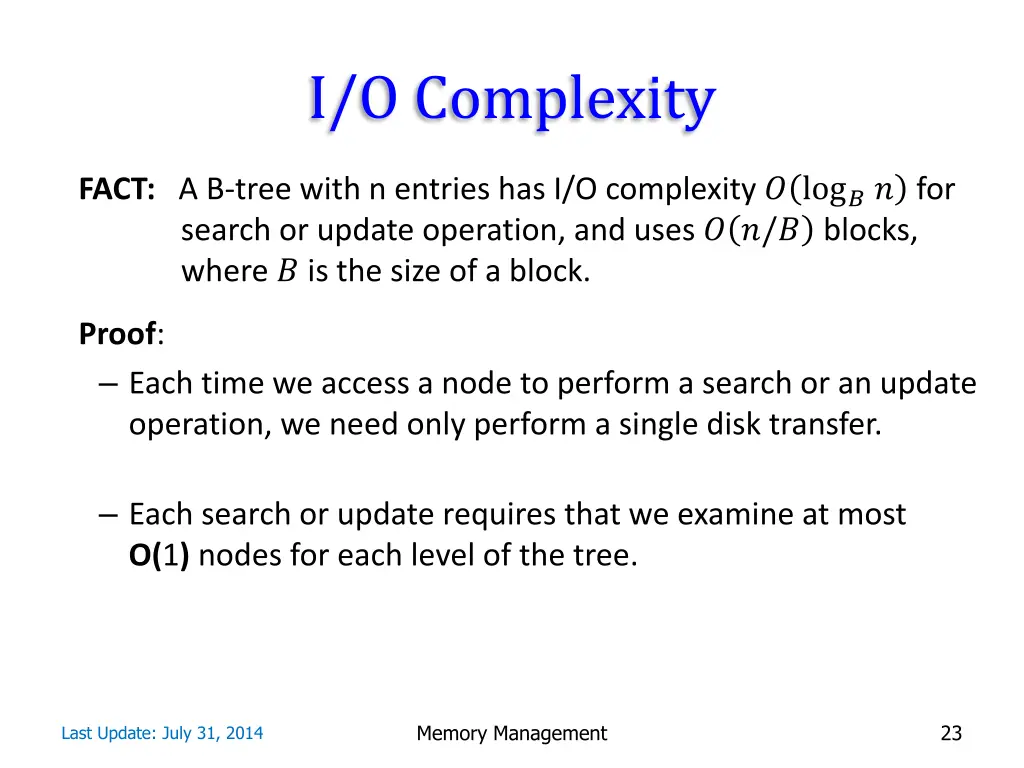 i o complexity