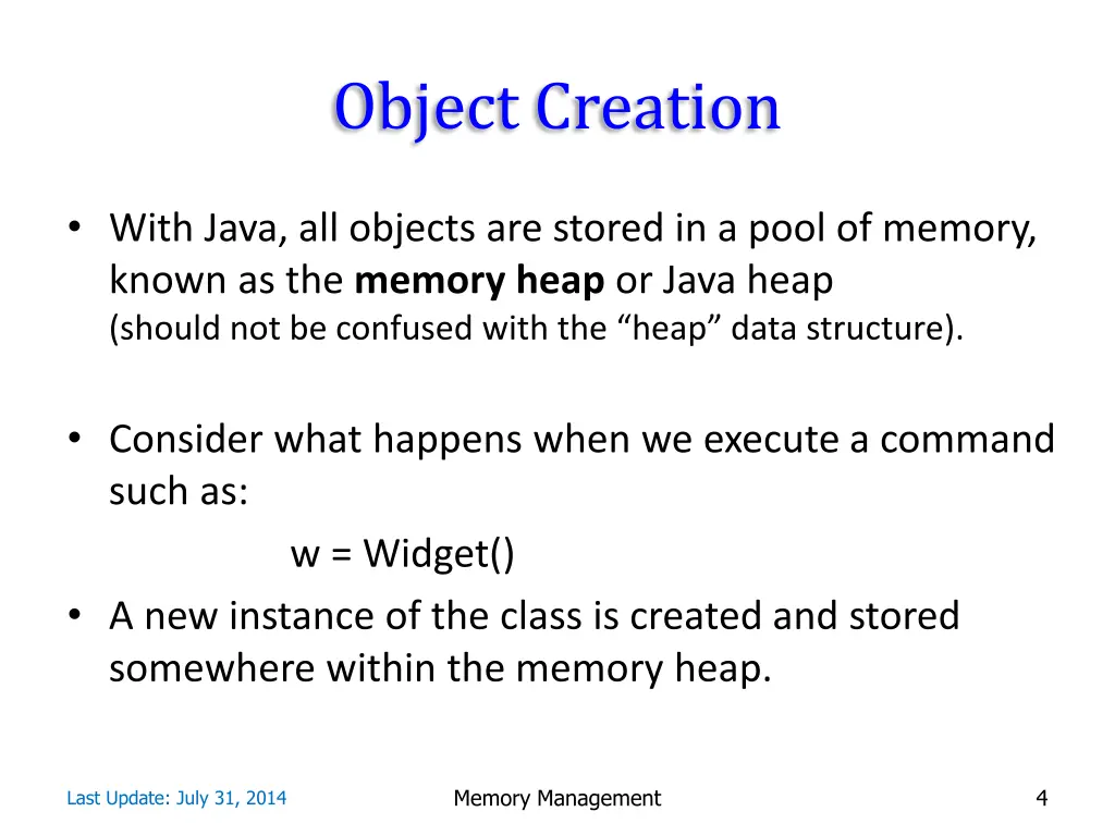 object creation