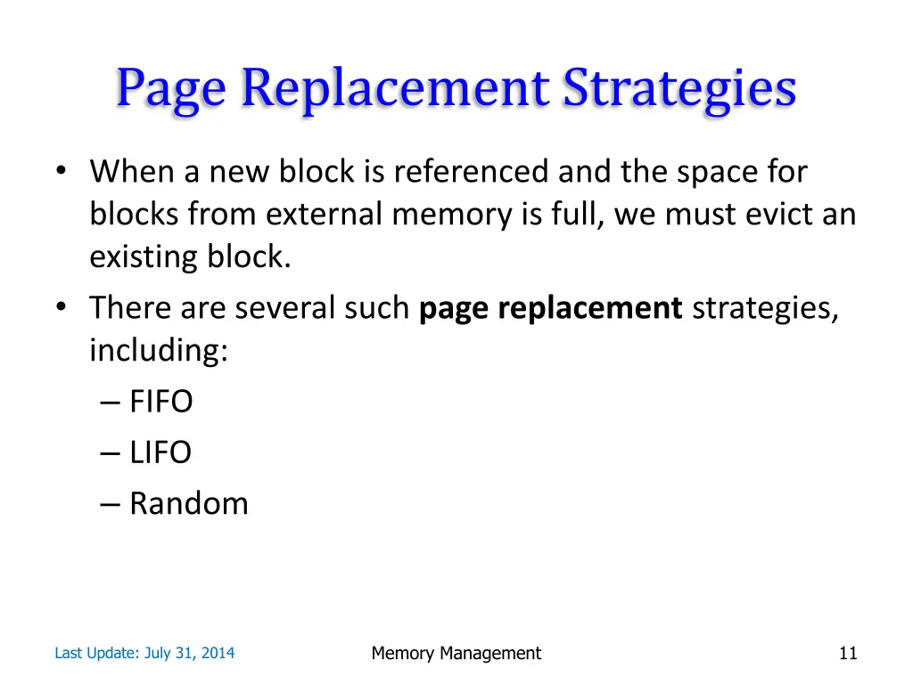 page replacement strategies