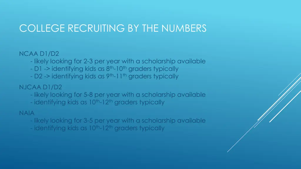 college recruiting by the numbers