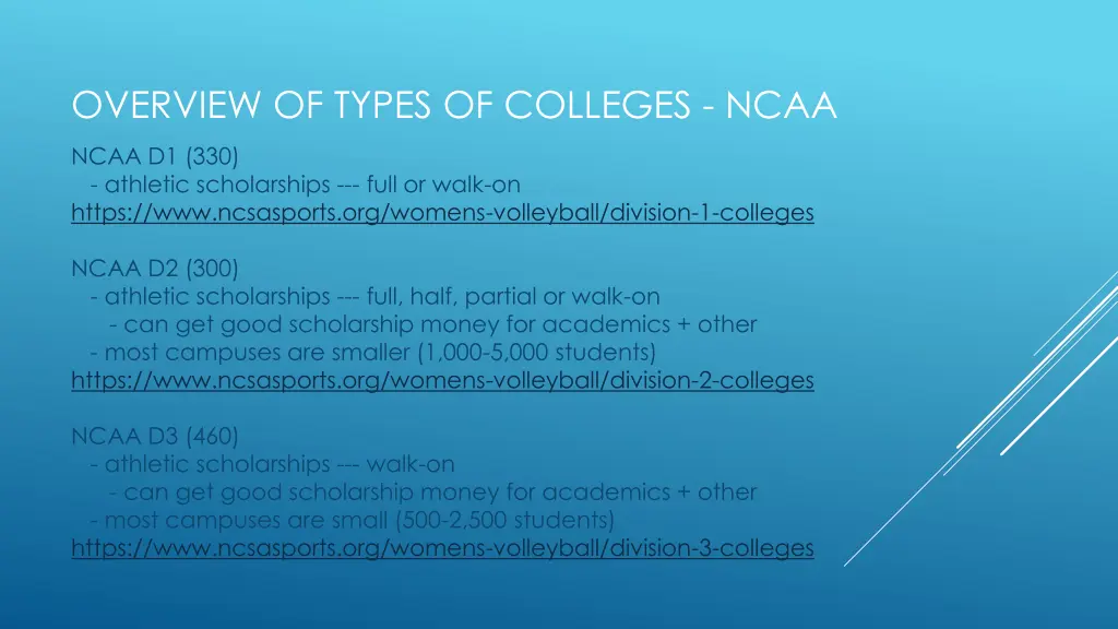 overview of types of colleges ncaa
