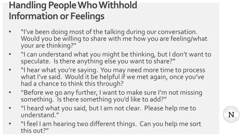 handling people who withhold information