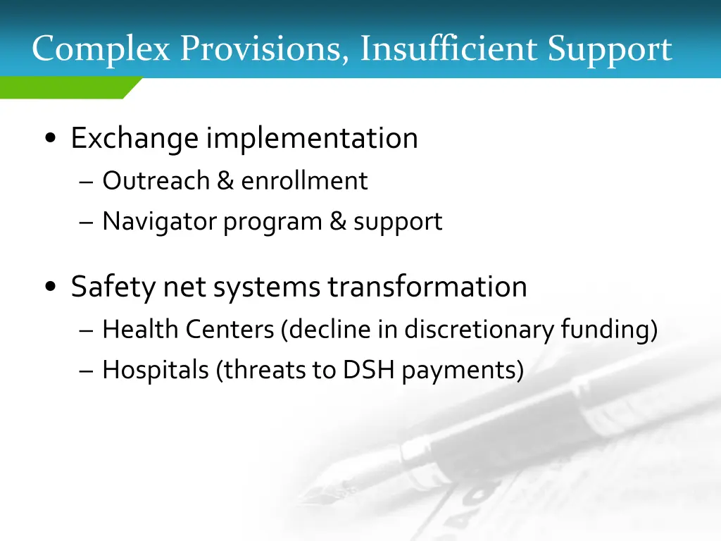 complex provisions insufficient support