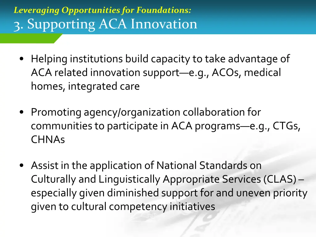 leveraging opportunities for foundations 1