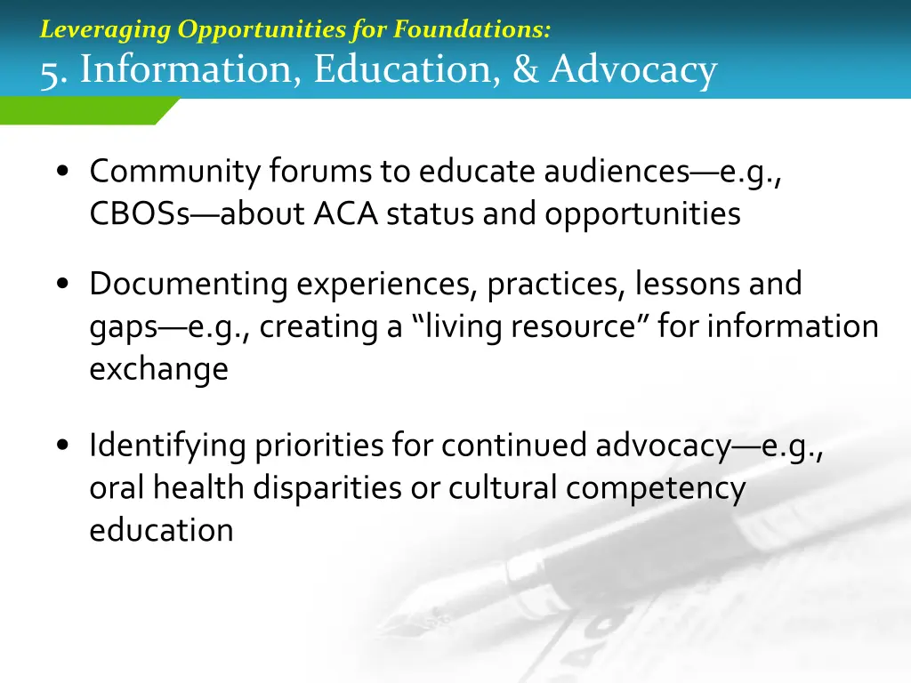 leveraging opportunities for foundations 3