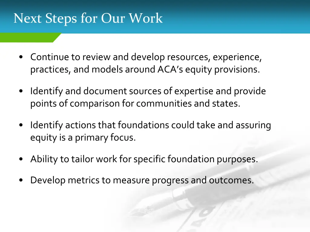 next steps for our work