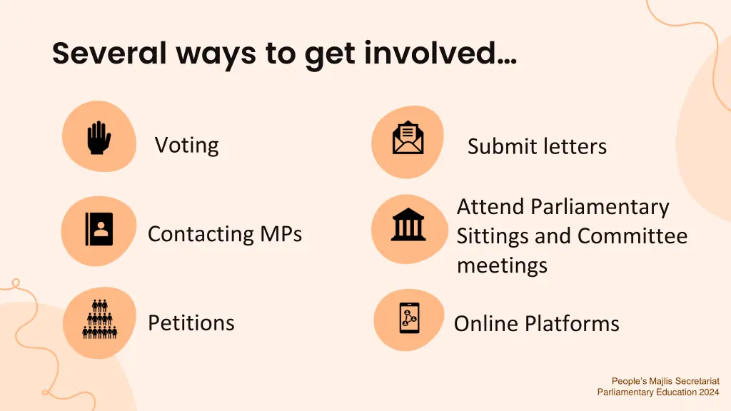 several ways to get involved