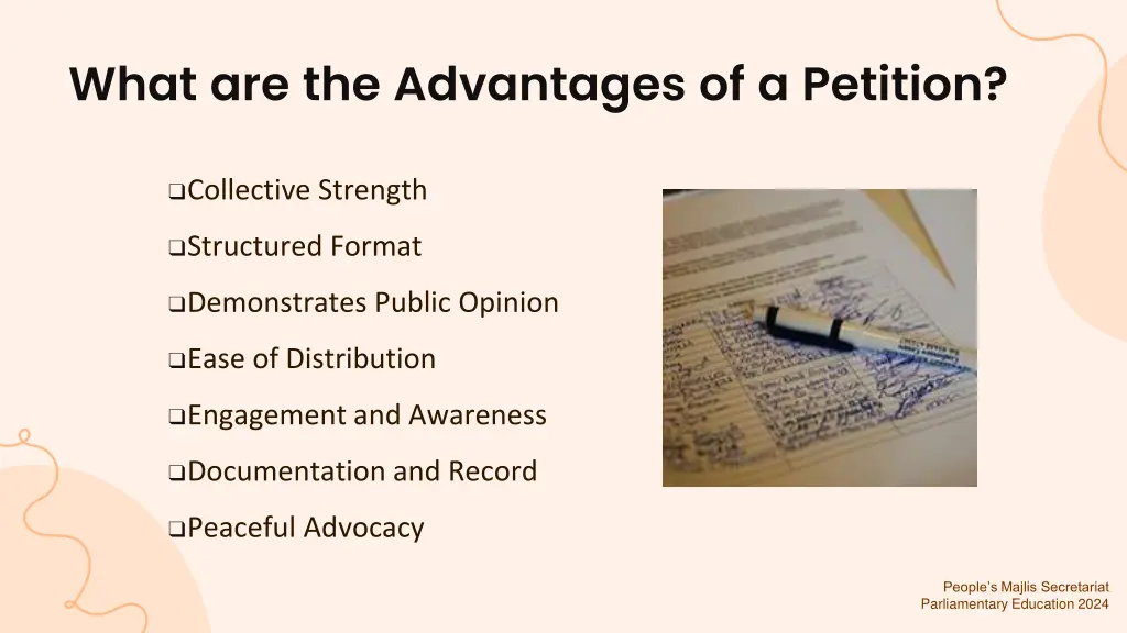 what are the advantages of a petition