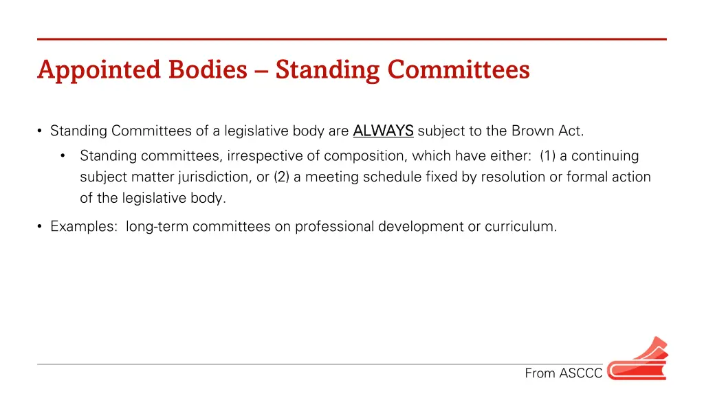 appointed bodies standing committees
