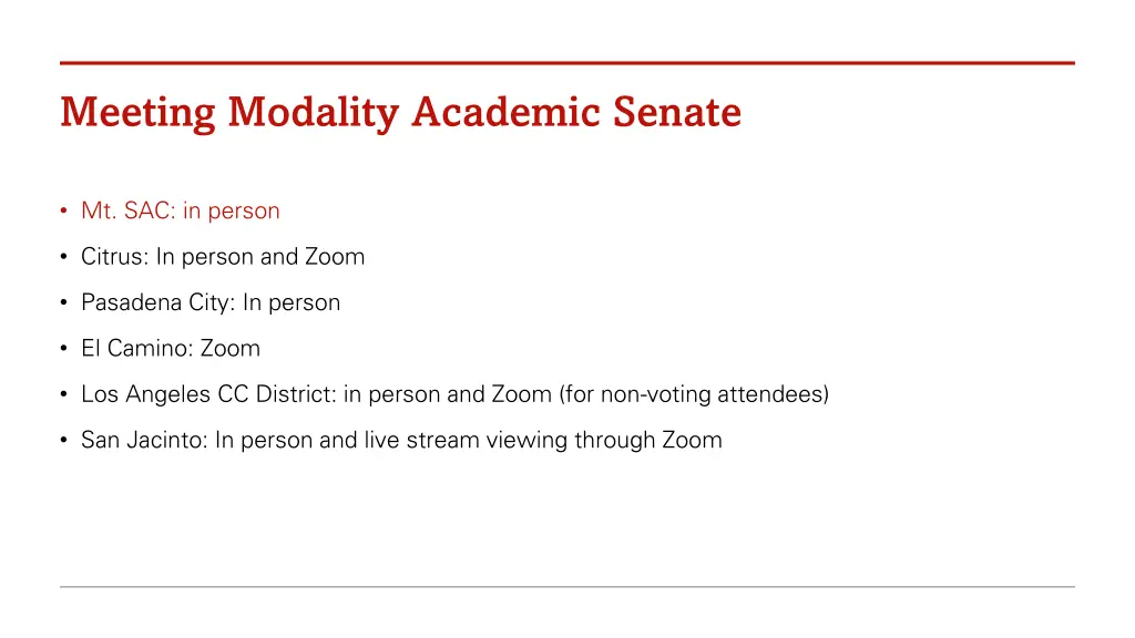 meeting modality academic senate