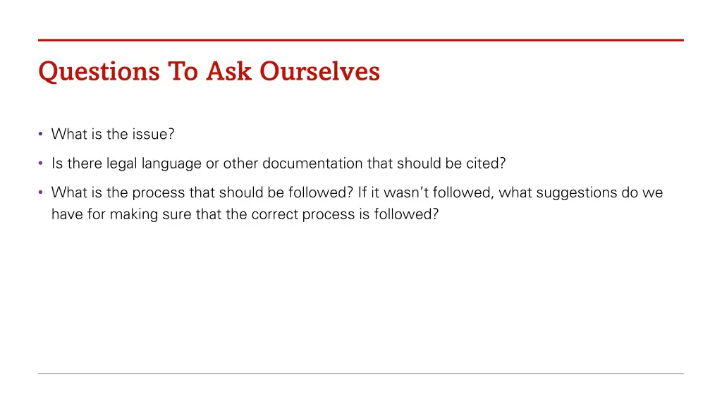 questions to ask ourselves