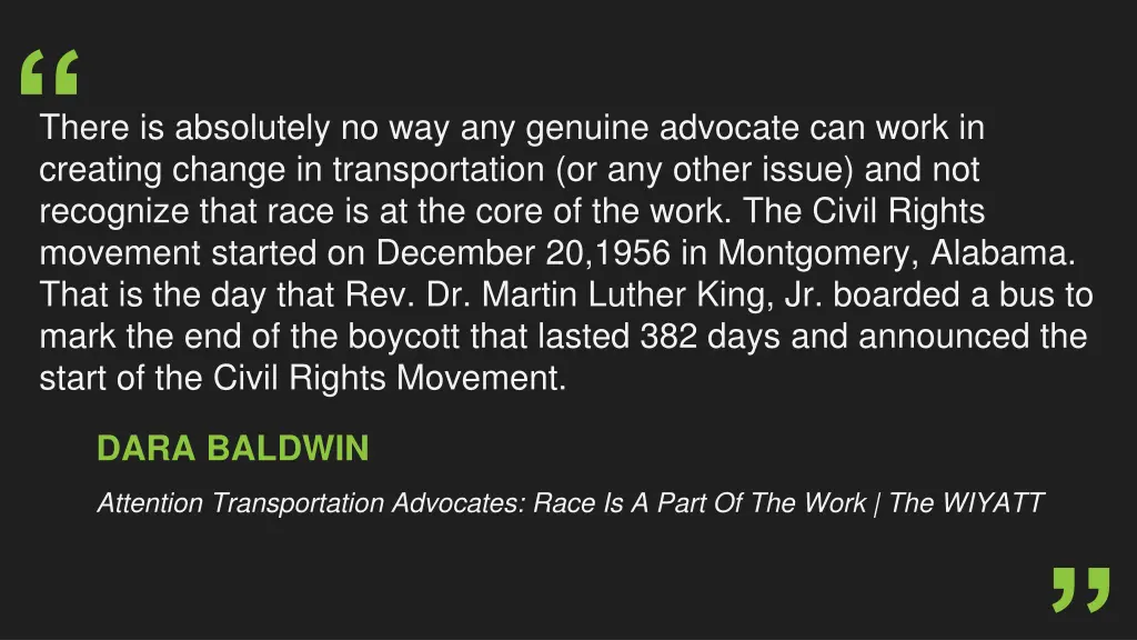 creating change in transportation or any other