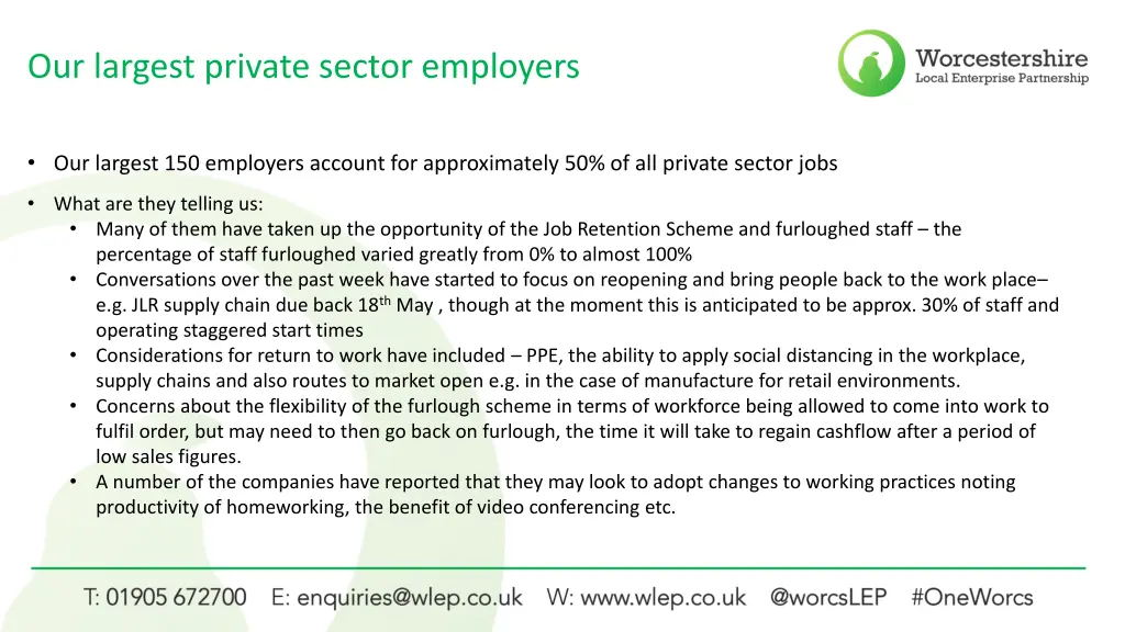 our largest private sector employers