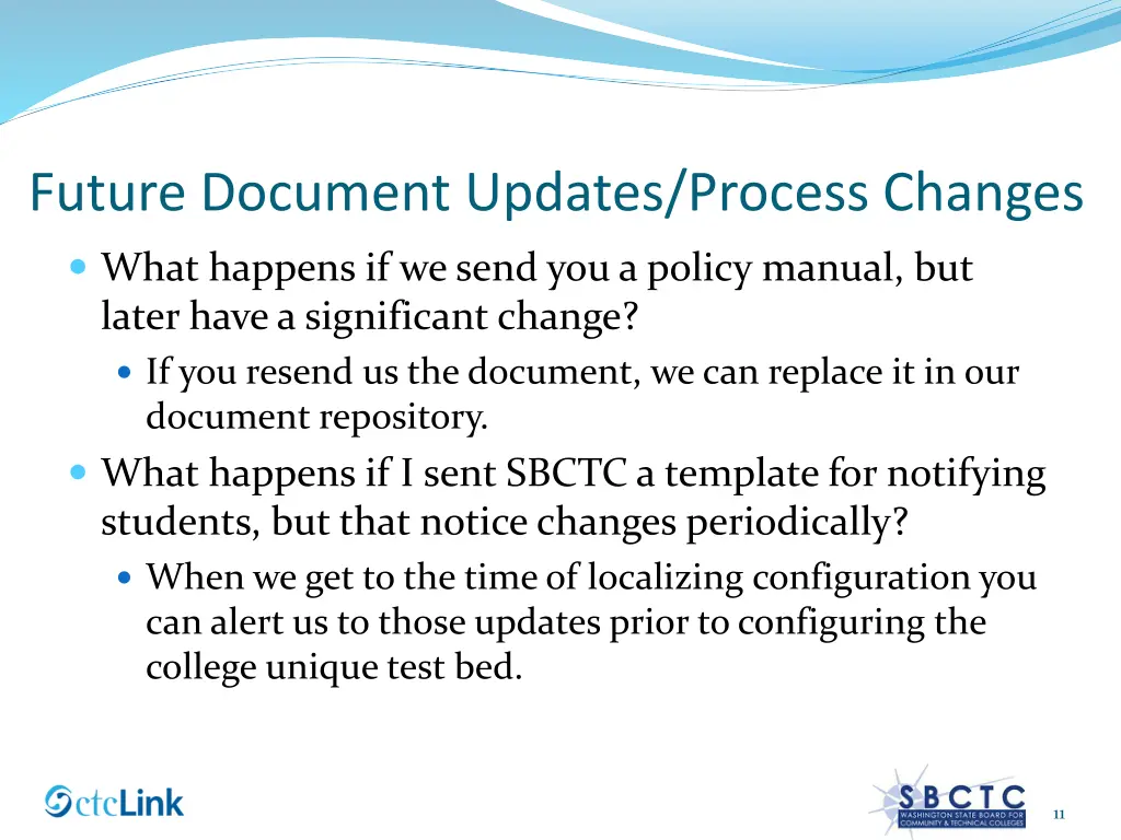 future document updates process changes