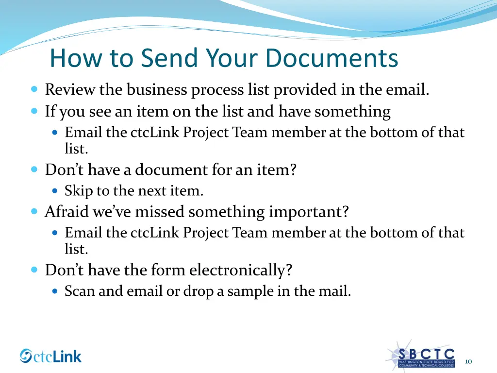 how to send your documents review the business