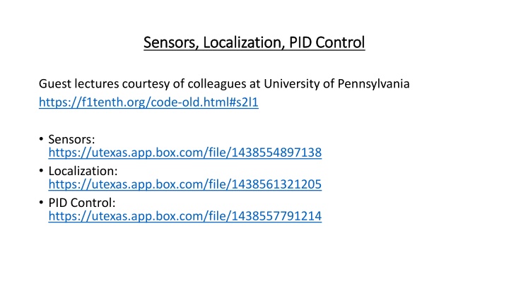 sensors localization pid control sensors