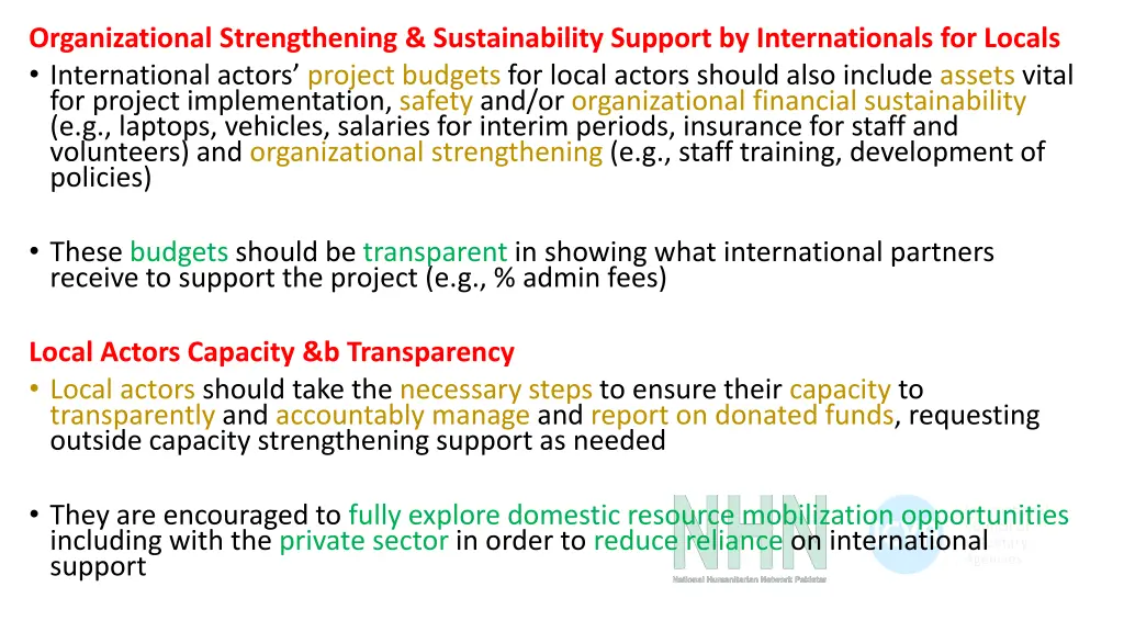 organizational strengthening sustainability